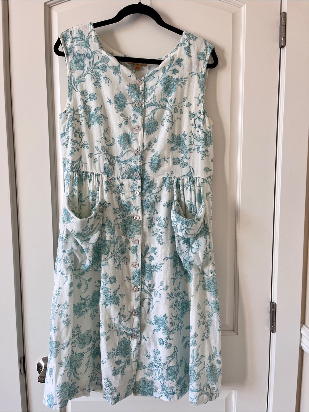 April Cornell Floral Sleeveless Cotton Dress | Pockets | M | Cottagecore | Boho